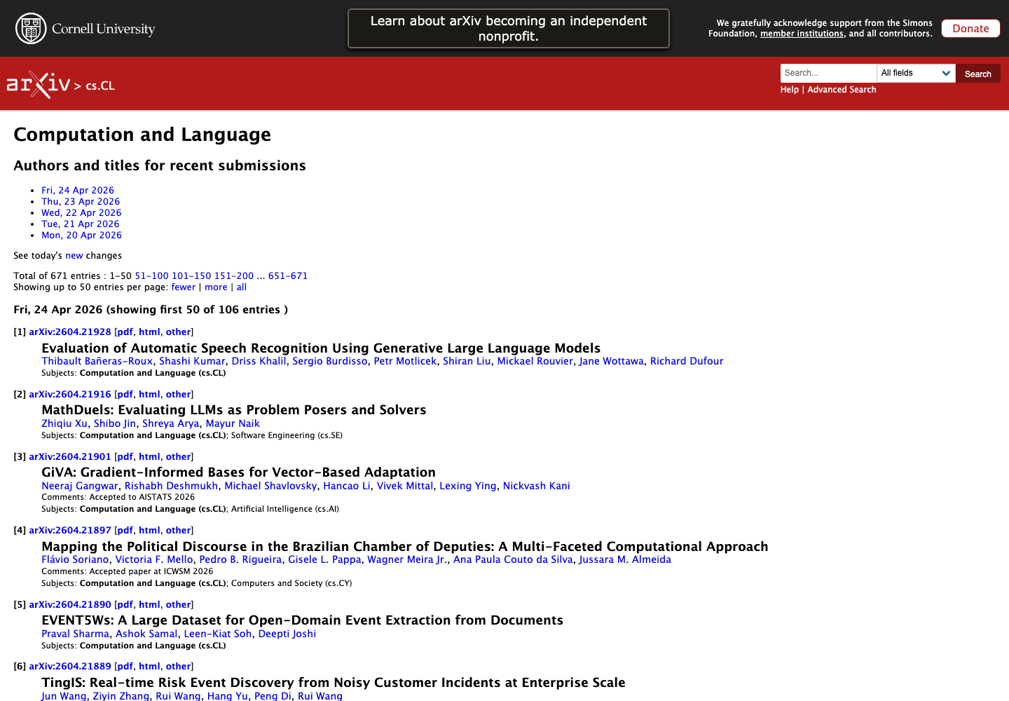 arXiv cs.CL 截图