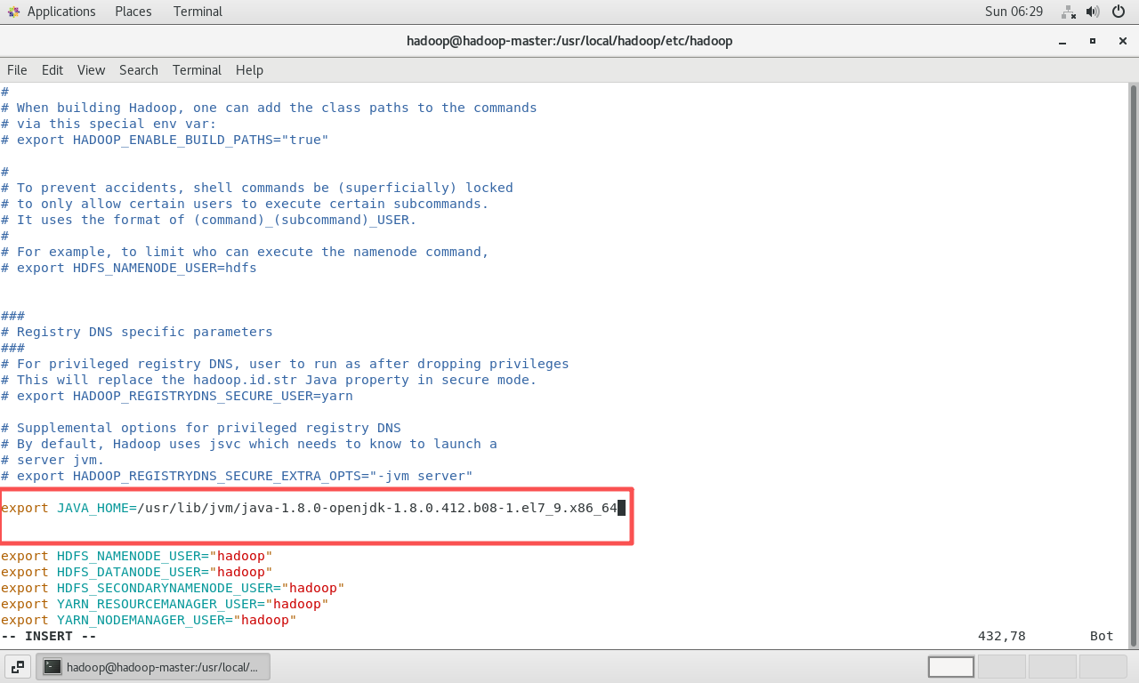 修正hadoop-env.sh中的JAVA_HOME为精确路径