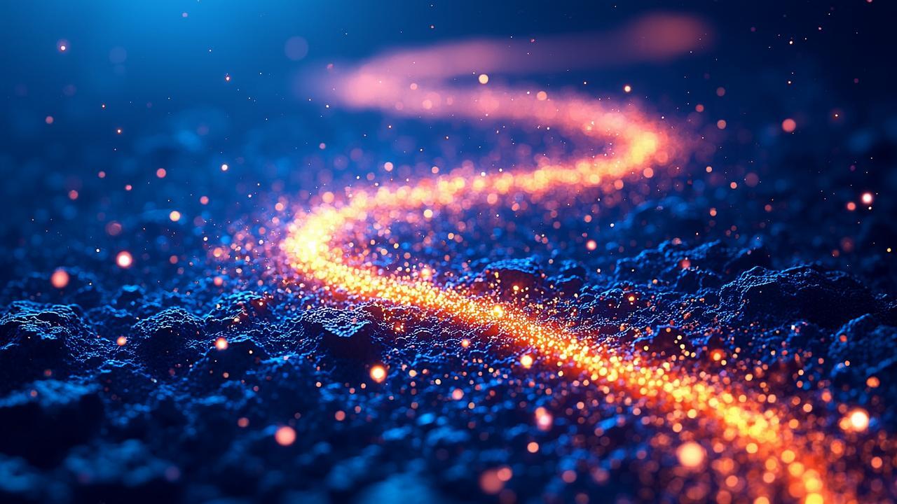 Abstract expression of data flow: in a deep blue b