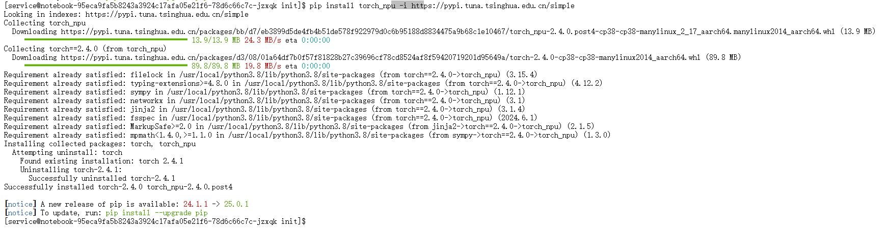 终端显示pip install torch_npu命令的执行过程
