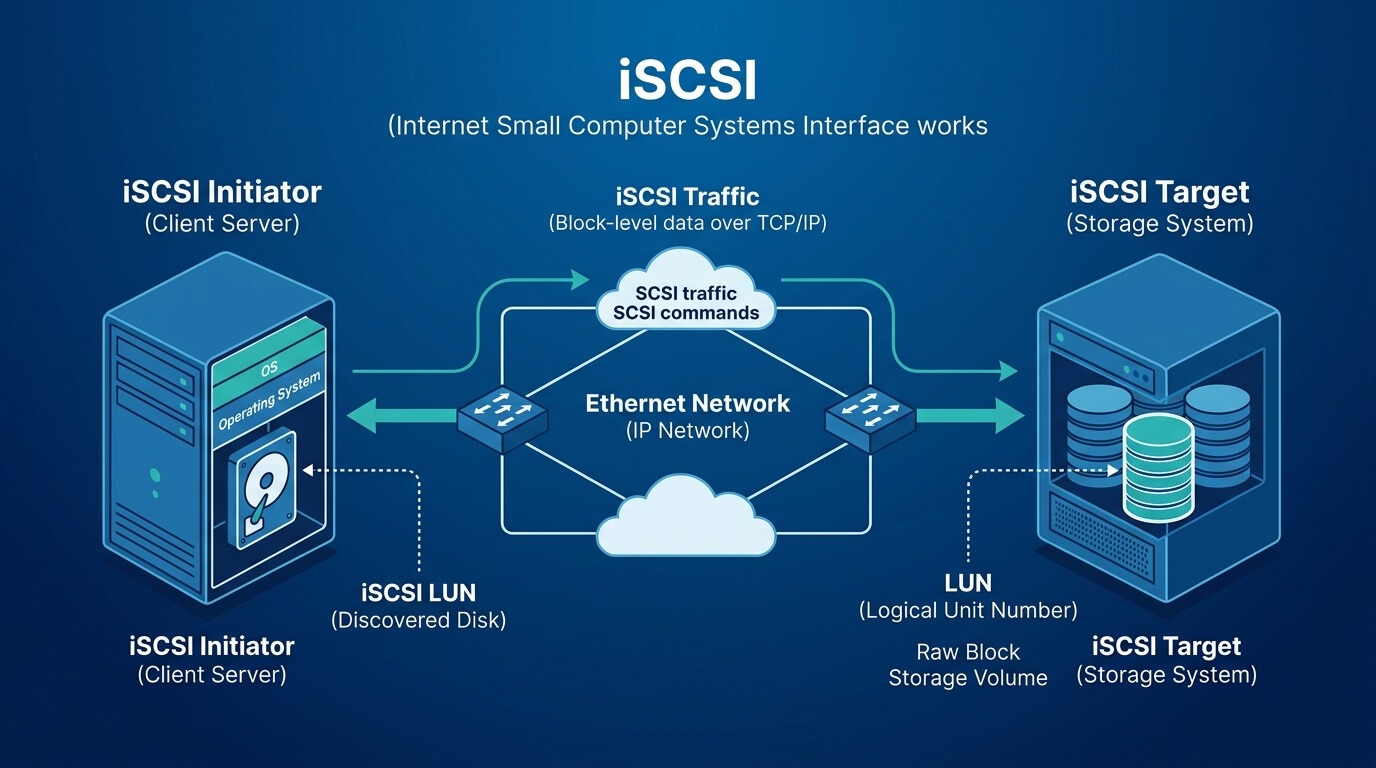 iscsi块存储协议工作原理示意图