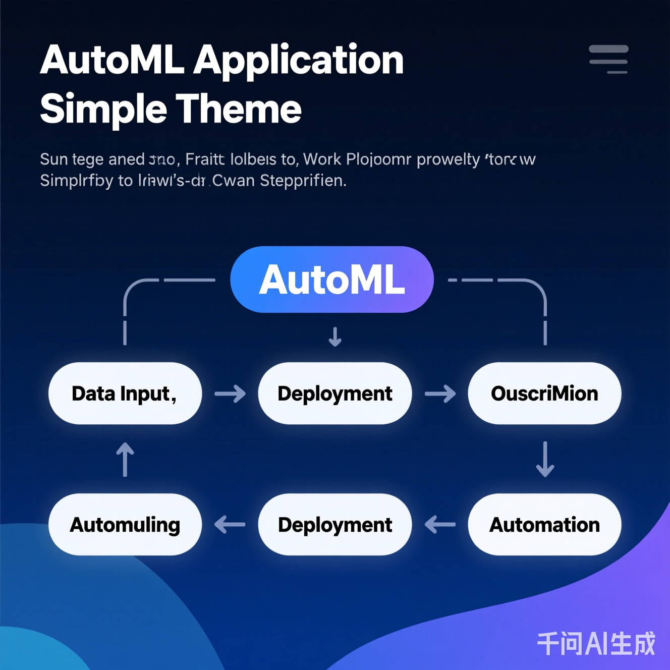 AutoML工作流程简化图，展示从数据输入到部署的自动化步骤