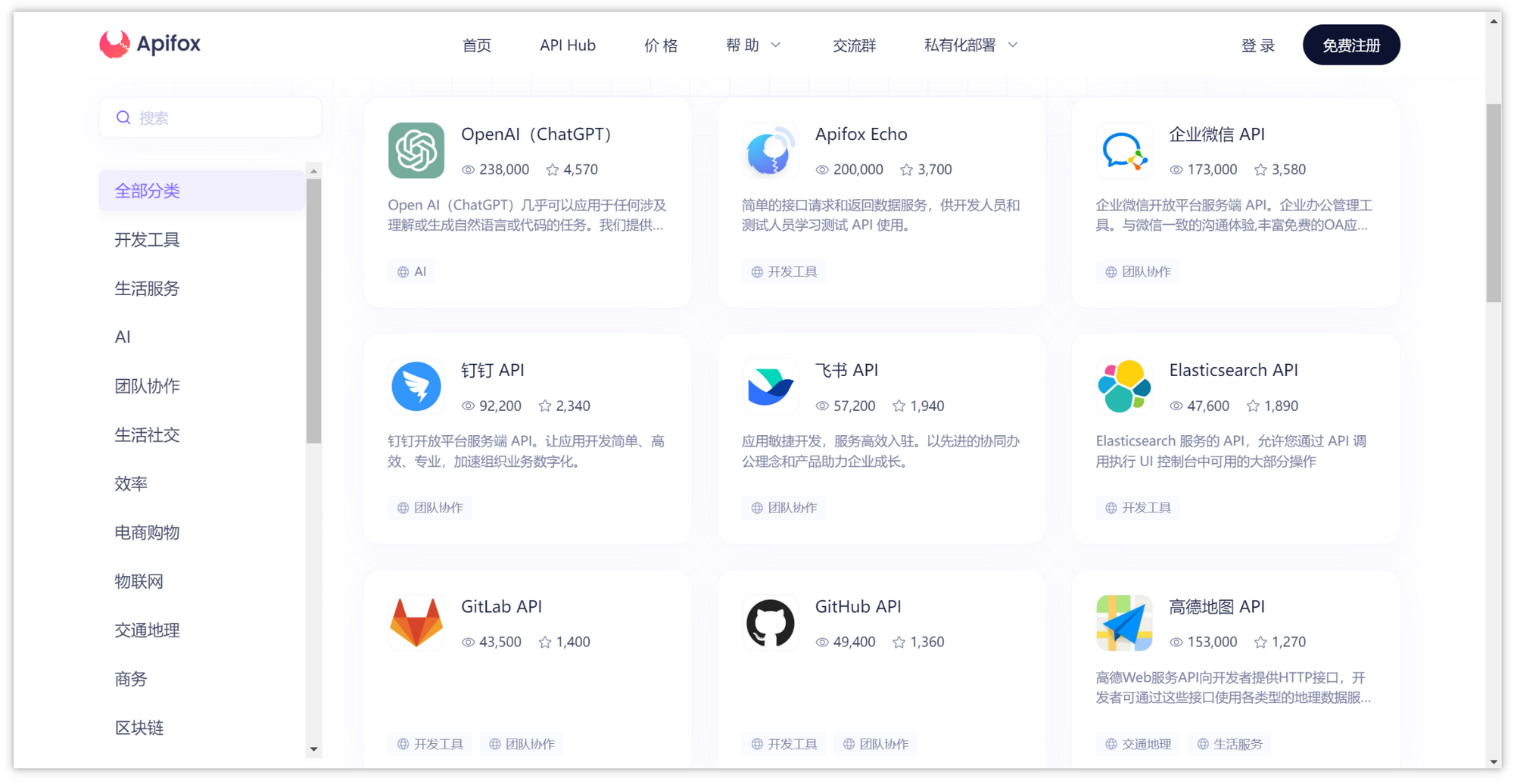 API Hub 界面