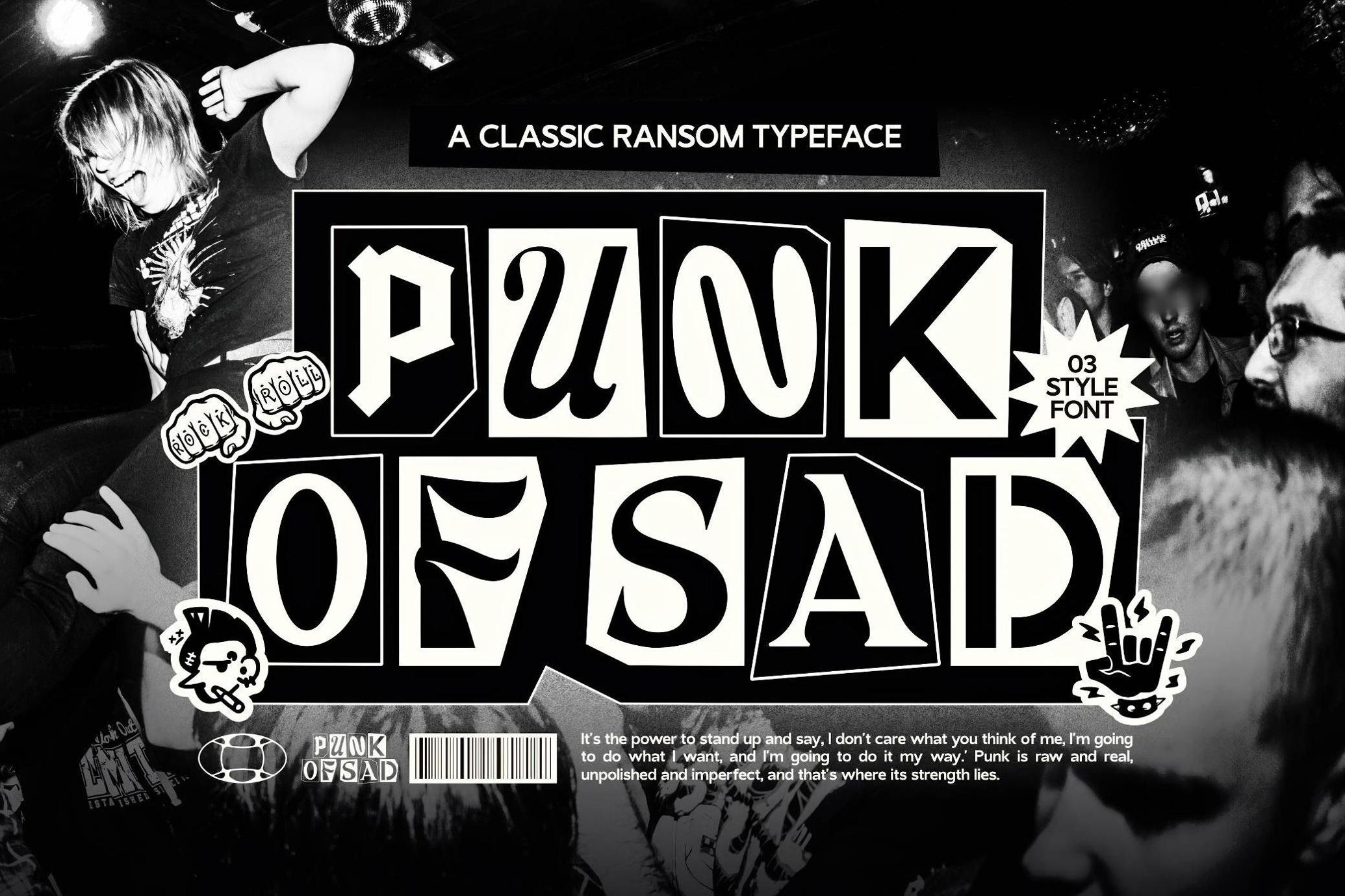 经典复古嘻哈说唱朋克风格专辑海报标题设计psai英文字体安装包 Punk Of Sad — Ransom Font 设计素材 第1张