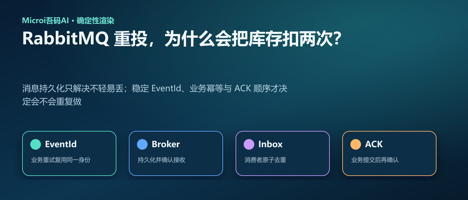 RabbitMQ 稳定 EventId 业务幂等和 ACK 顺序示意图