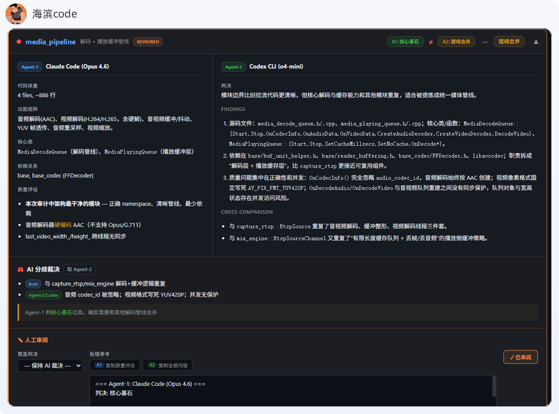 分歧模块详情——两个Agent的分析对比