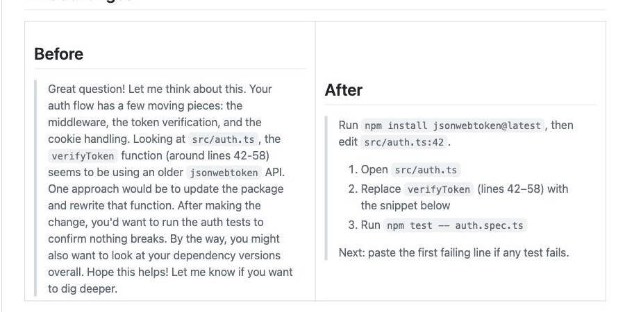 官方 README 中的 Before 与 After 对比