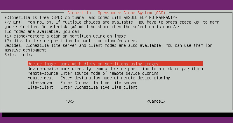 clonezilla device image