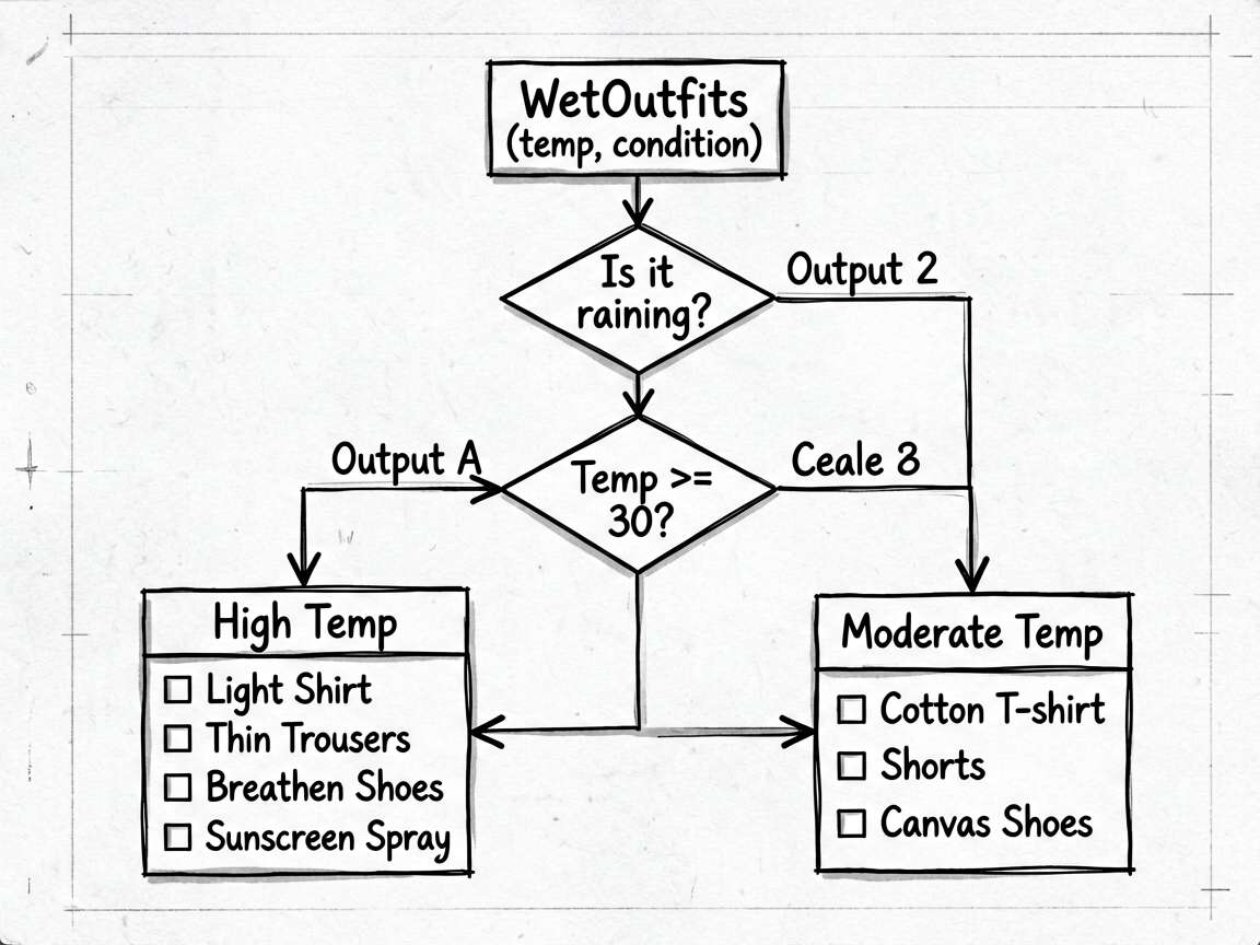Blueprint-style ink notes diagram of the 'getOutfi