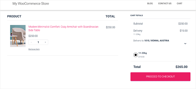 根据重量计算的运费预览