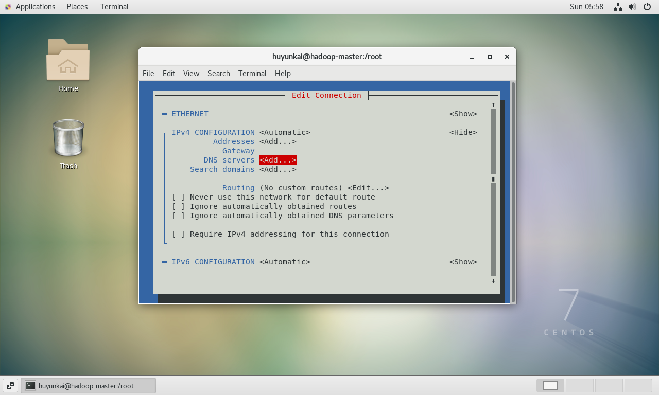 在nmtui中添加DNS服务器地址