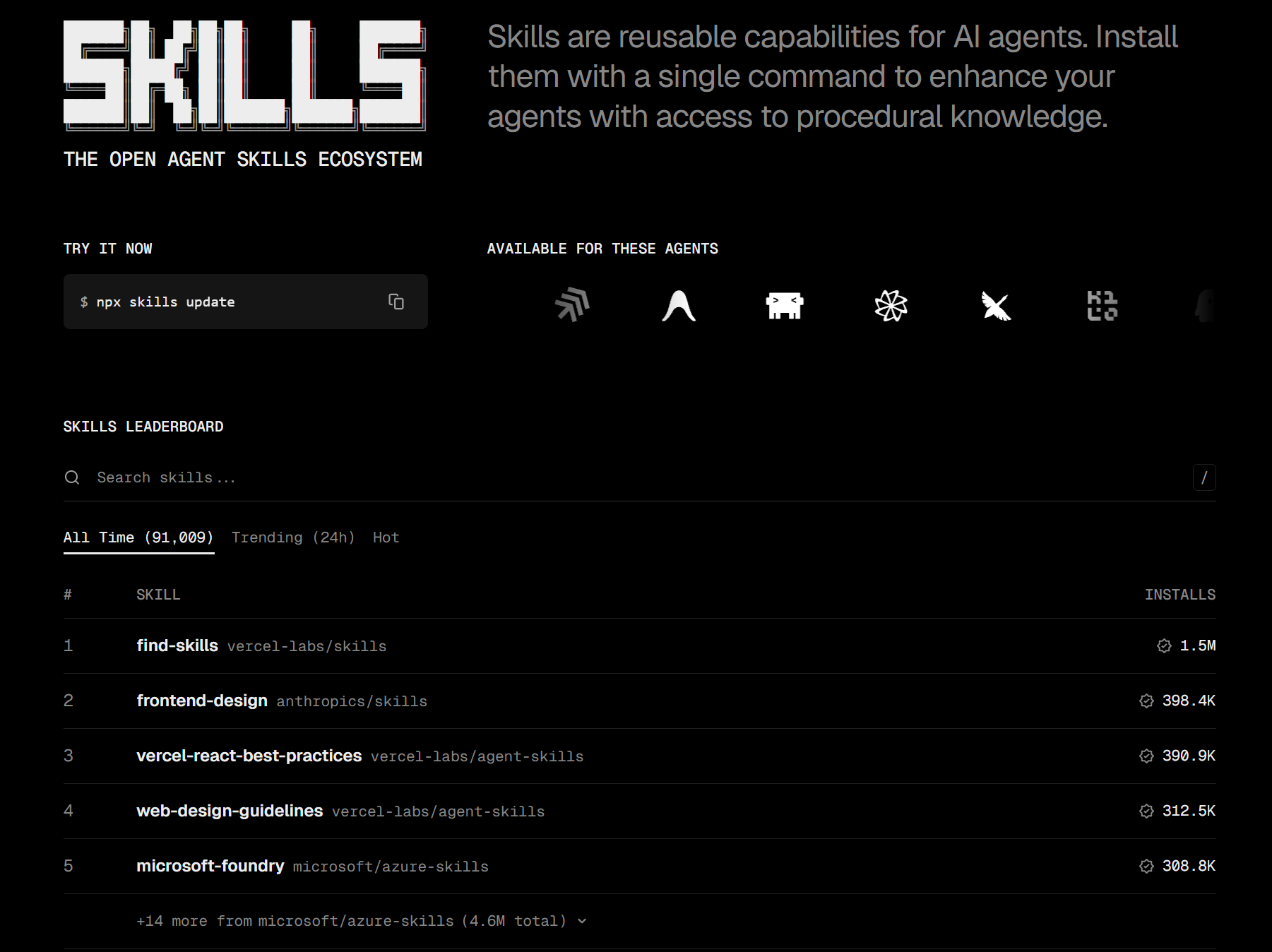 npx skills 官方页