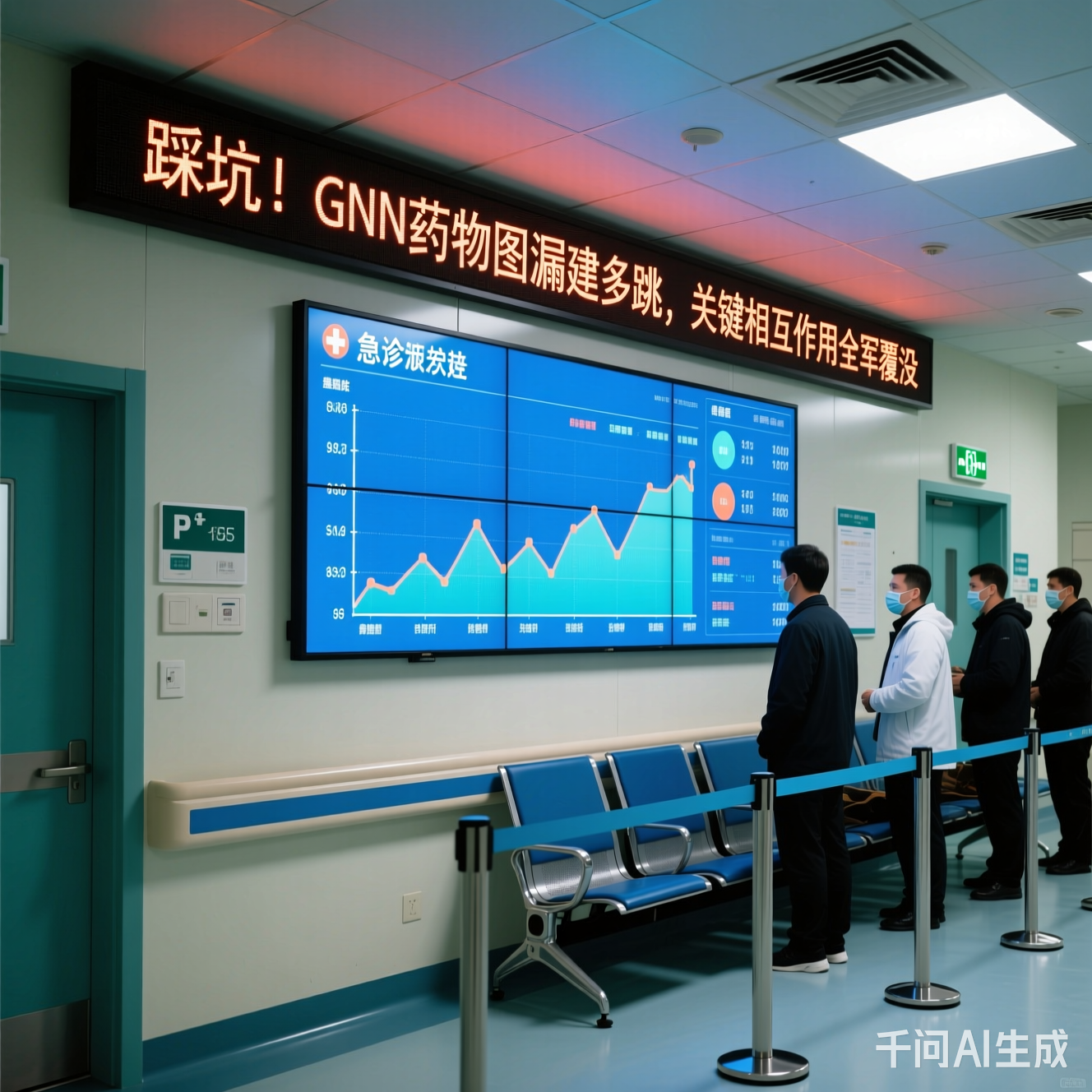 急诊室墙面电子屏显示的排队数据