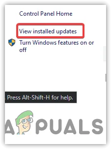 Click to View Installed Updates