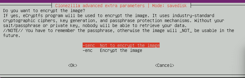 clonezilla encrypt image