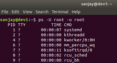 ps -u -U command