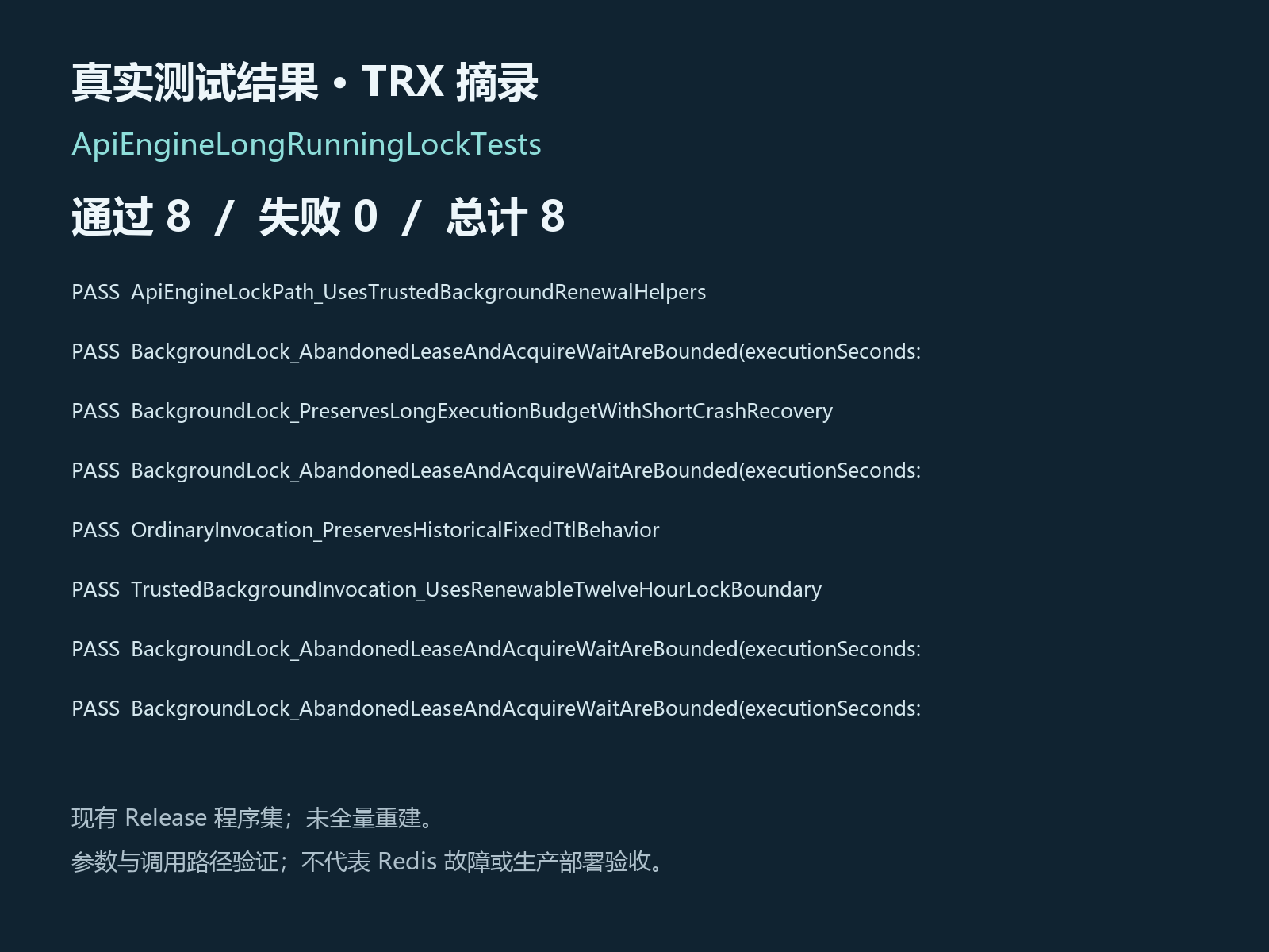 八项单元测试的真实结果摘录