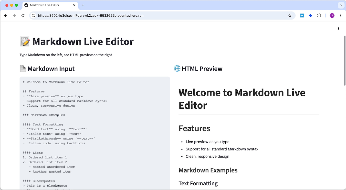 An example of Markdown/HTML Previewer