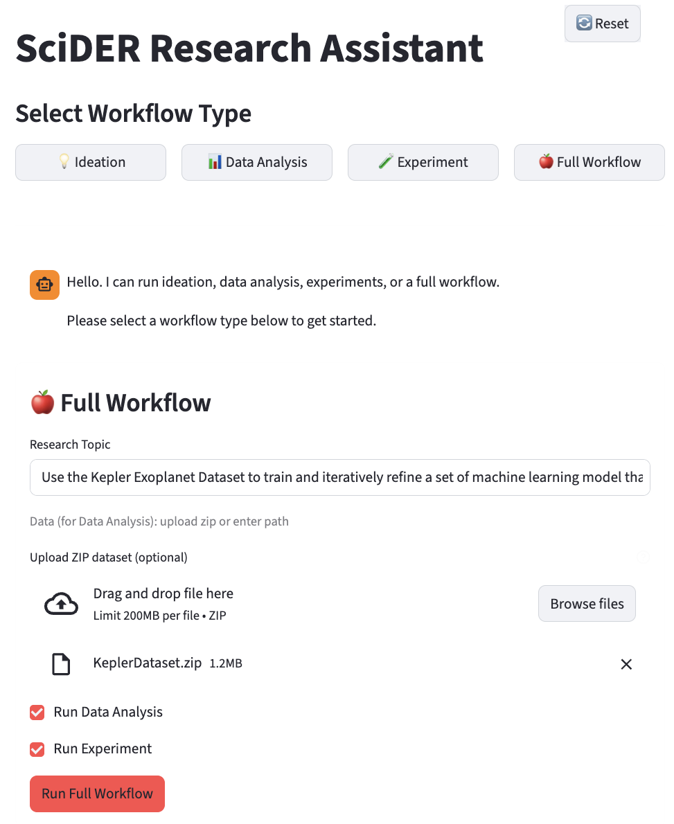 SciDER Web UI 初始设置