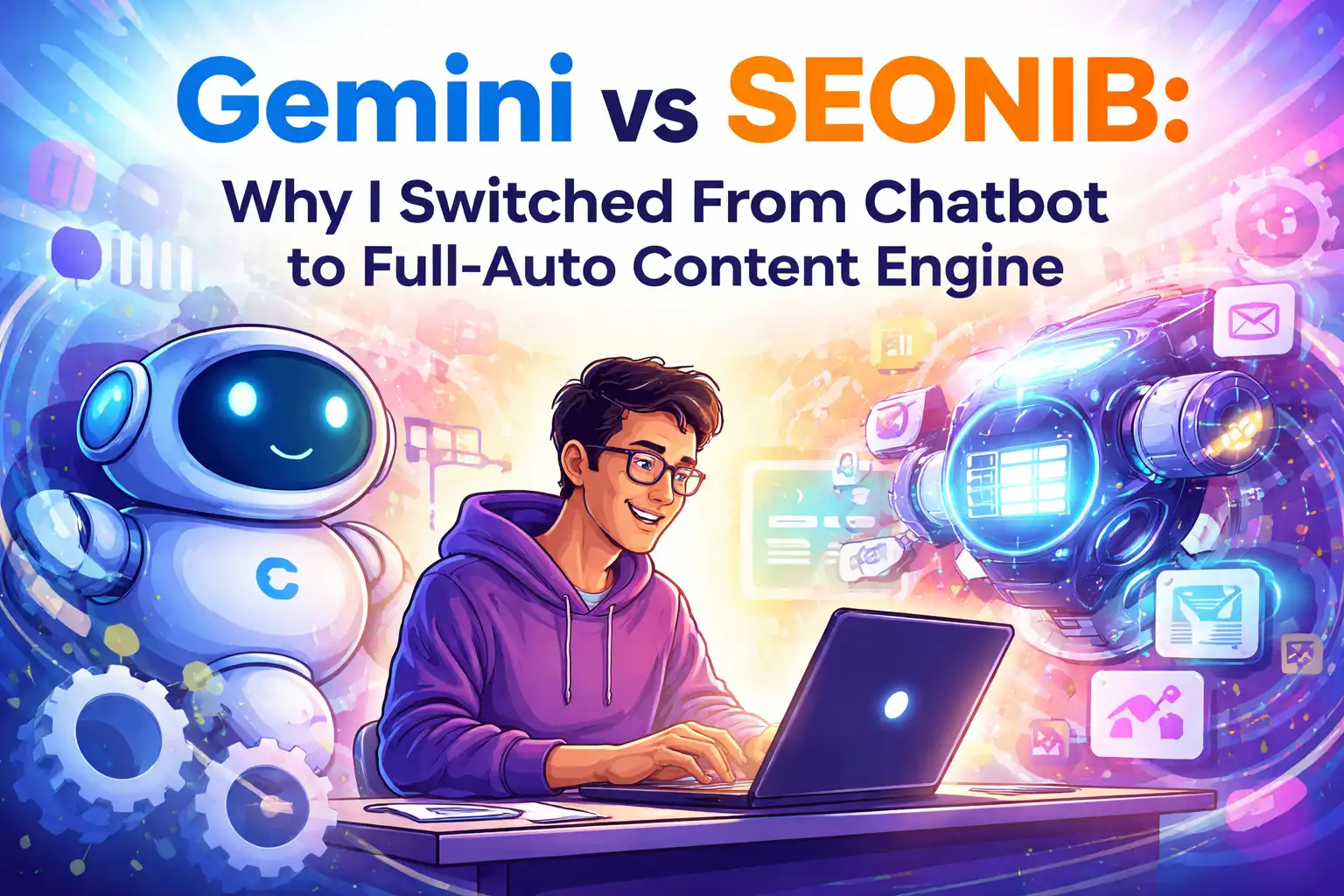 Gemini vs SEONIB:为什么我从聊天机器人换成了全自动内容引擎