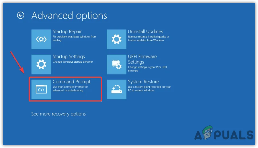 Launching Command Prompt From Advanced Options