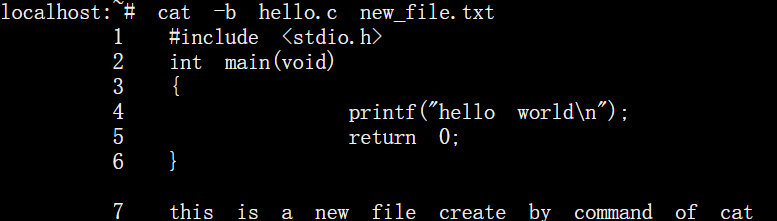 cat -b file 命令, 输出文件内容的同时，也要输出文件的行数，空格不算