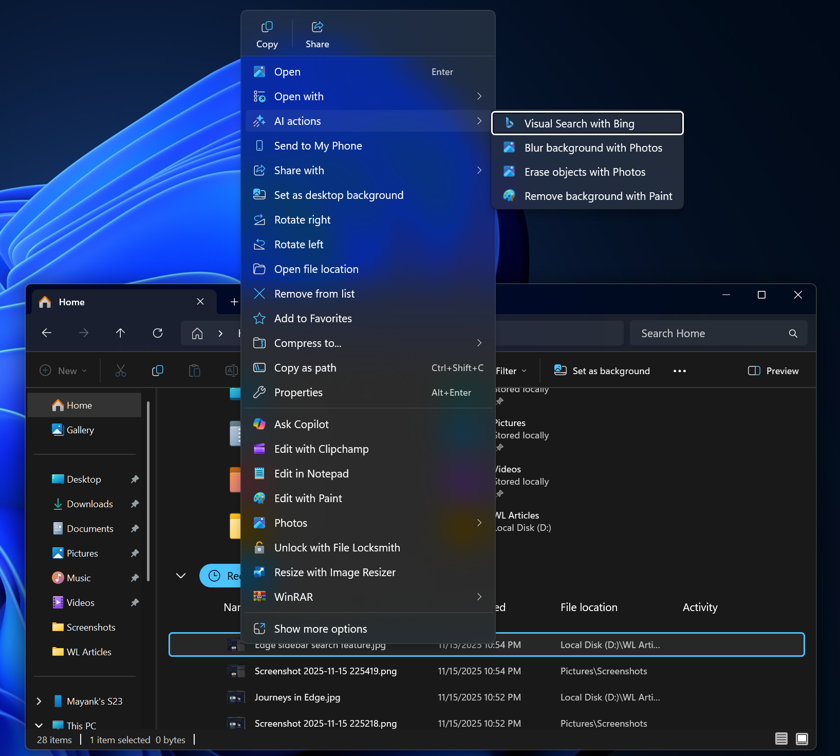 微软将允许用户从Windows 11文件资源管理器中移除“AI 动作”入口