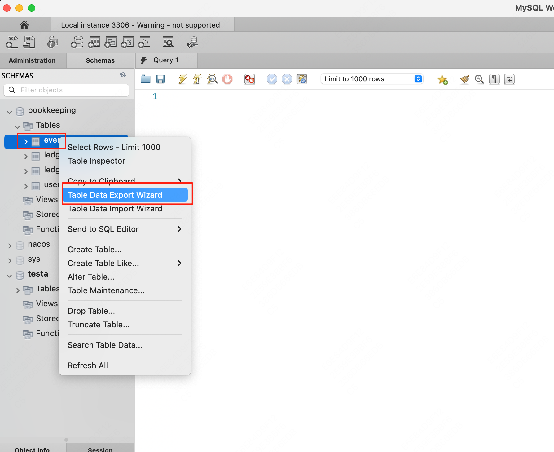 mysql workbench导出