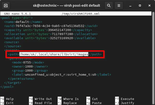 Change KVM Libvirt default storage pool location using virsh command