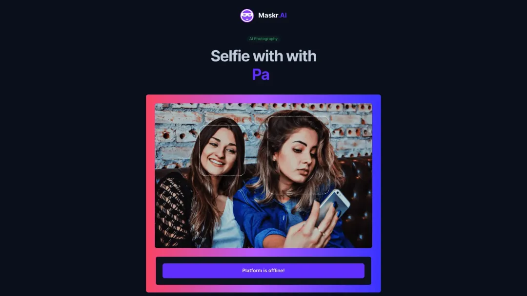 MaskrAI - AI Celebrity Selfie Generator Website Screenshot