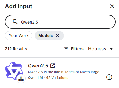 Kaggle Add Input 搜索模型的弹窗截图