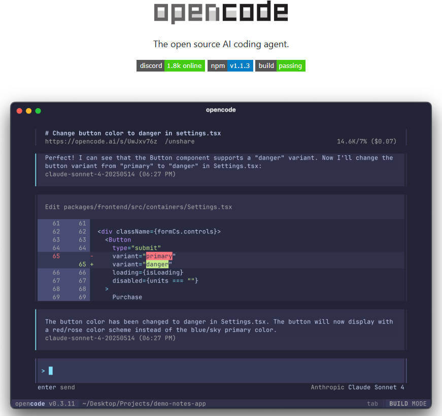 opencode 项目介绍图