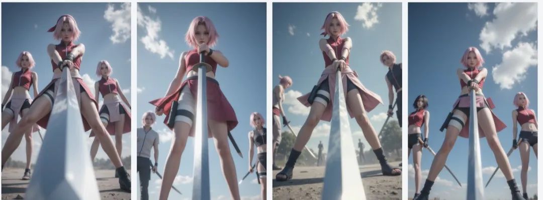 AI生成的小樱舞剑图