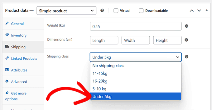 为产品分配运输类别