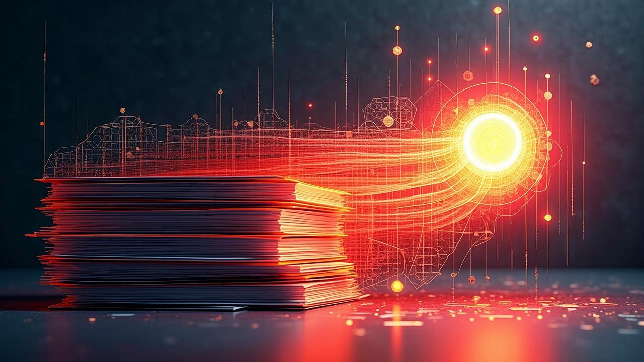 Conceptual knowledge flow imagery—warm orange and 