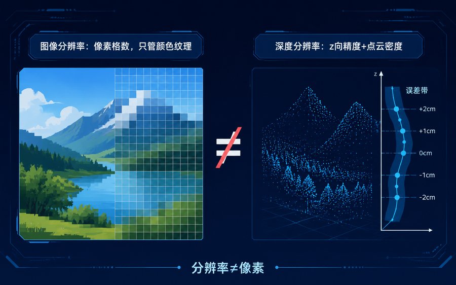 深度分辨率与图像分辨率示意