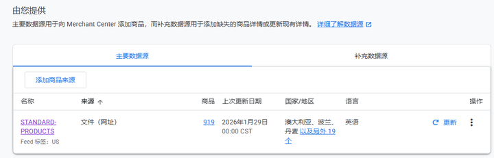 图6 在google merchant center (gmc)，主要数据源（Primary Feed）：只放“商品本体”