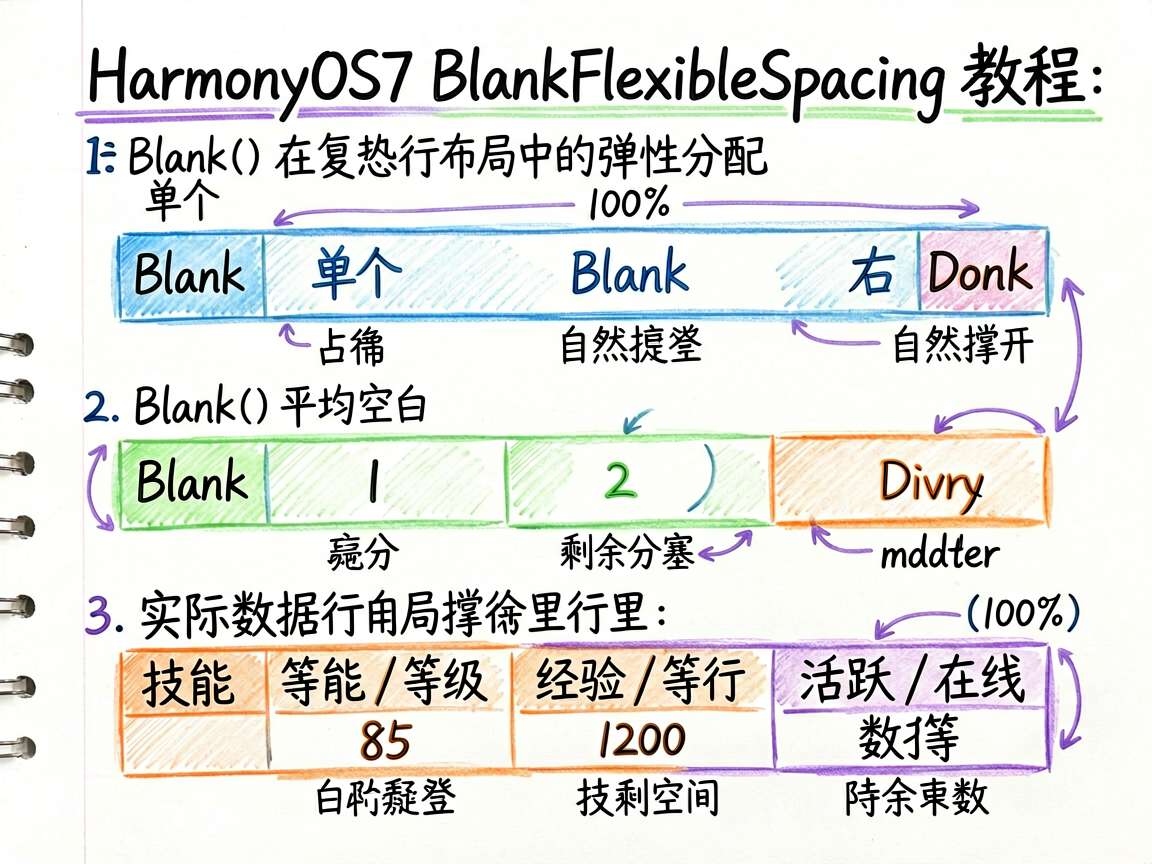 为文章《HarmonyOS7 BlankFlexibleSpacing 教程:用 Blank() 把