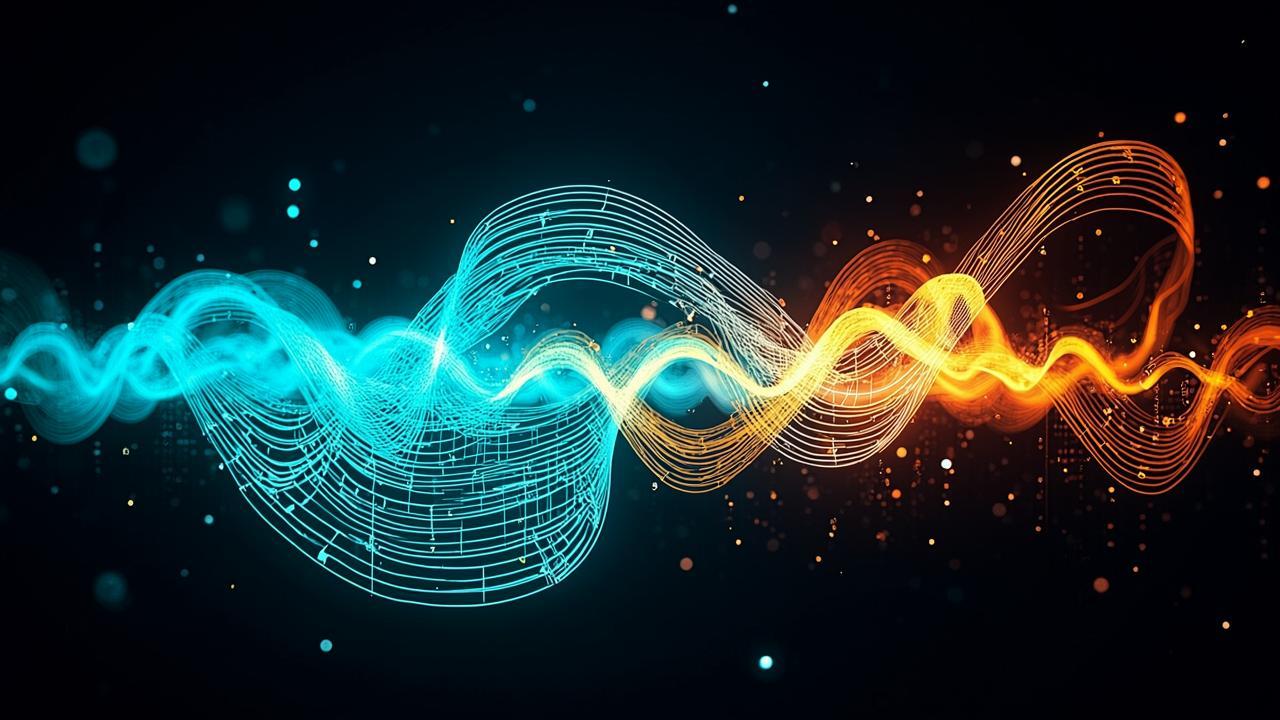 Abstract representation of sound waves: flowing ri