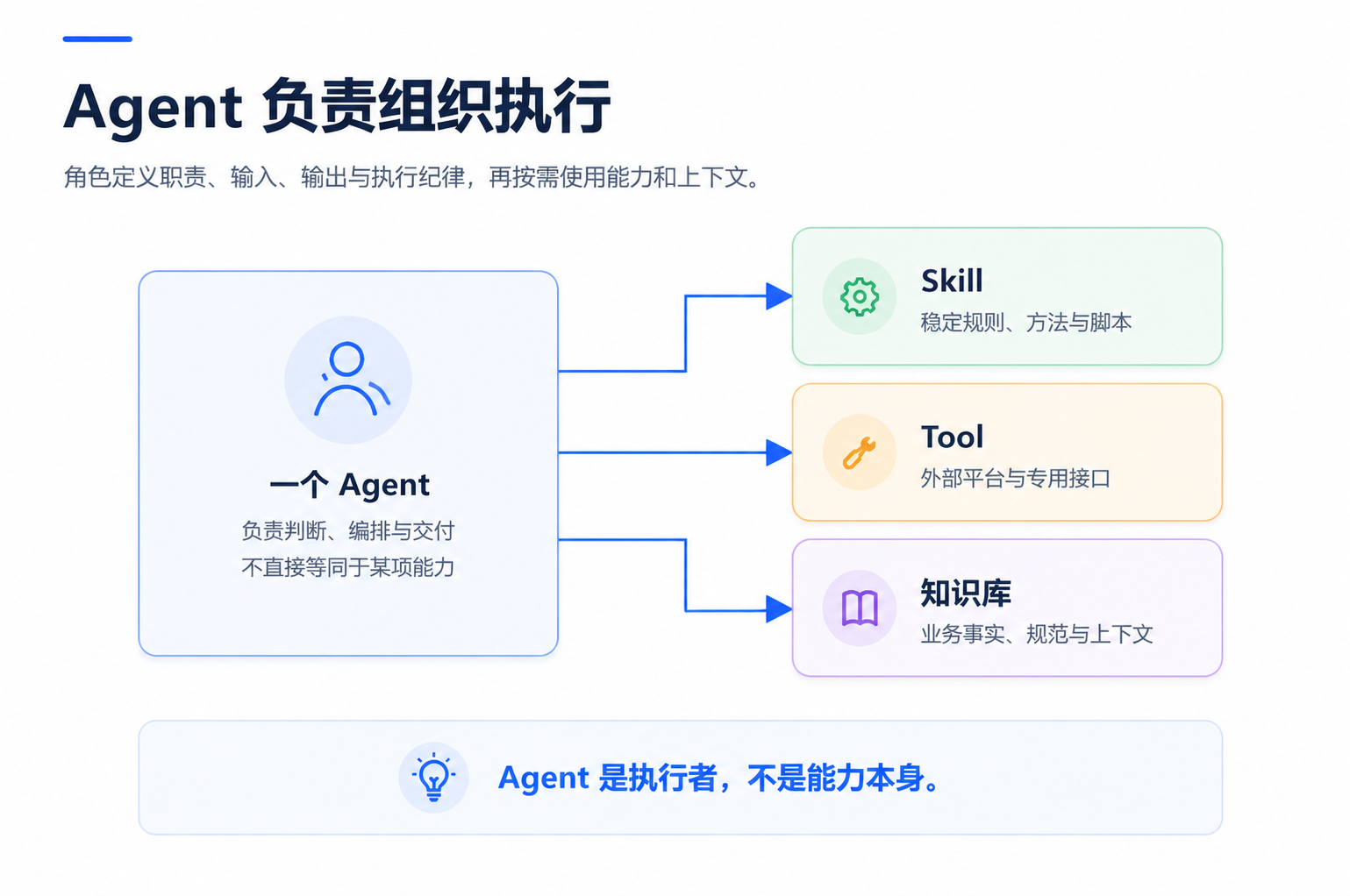 Agent 负责组织执行
