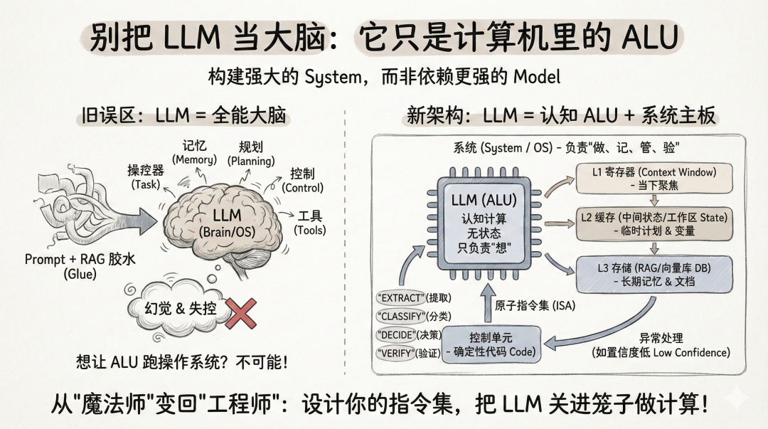 做智能体时，别把 LLM 当大脑：它是计算机里的 ALU，而你需要构建的是操作系统