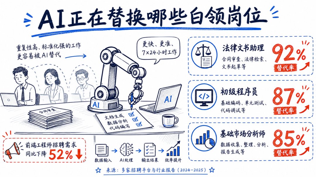 配图：AI替代白领岗位数据对比