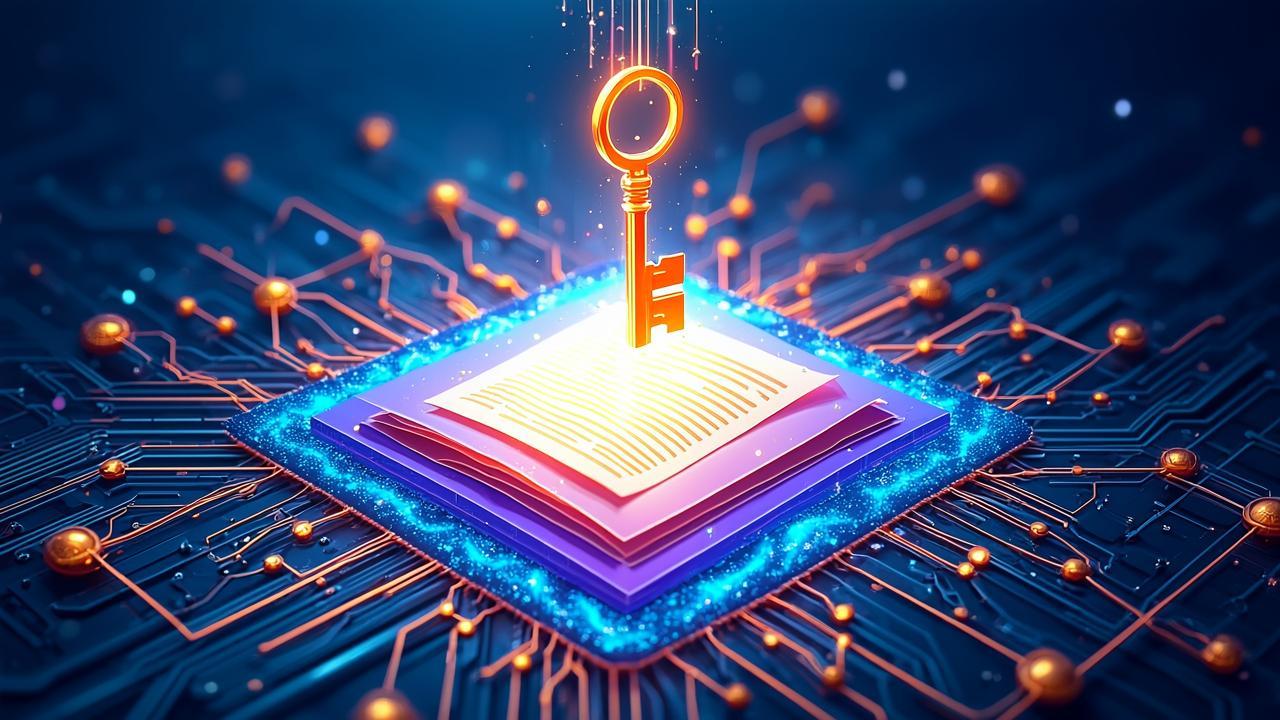 Abstract encryption technology imagery: flowing si