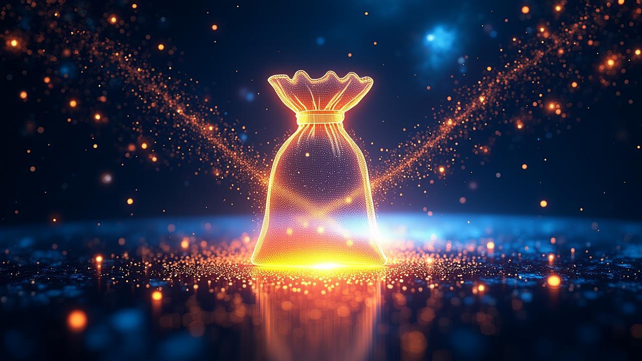 A surreal landscape of a glowing pocket-shaped sil