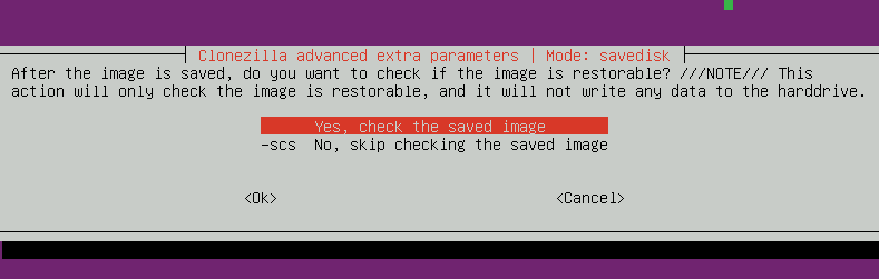 clonezilla check the image is restorable