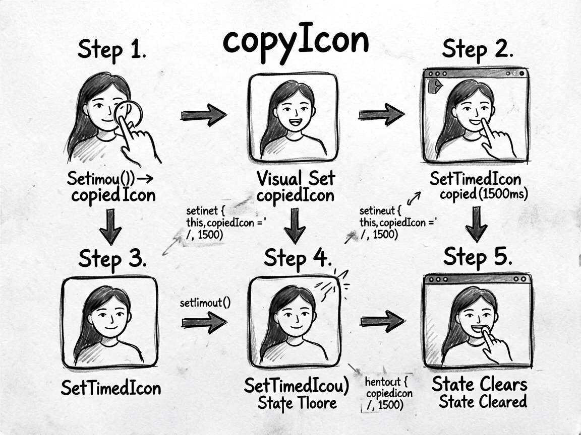 Ink-note style diagram explaining the 'copyIcon' f