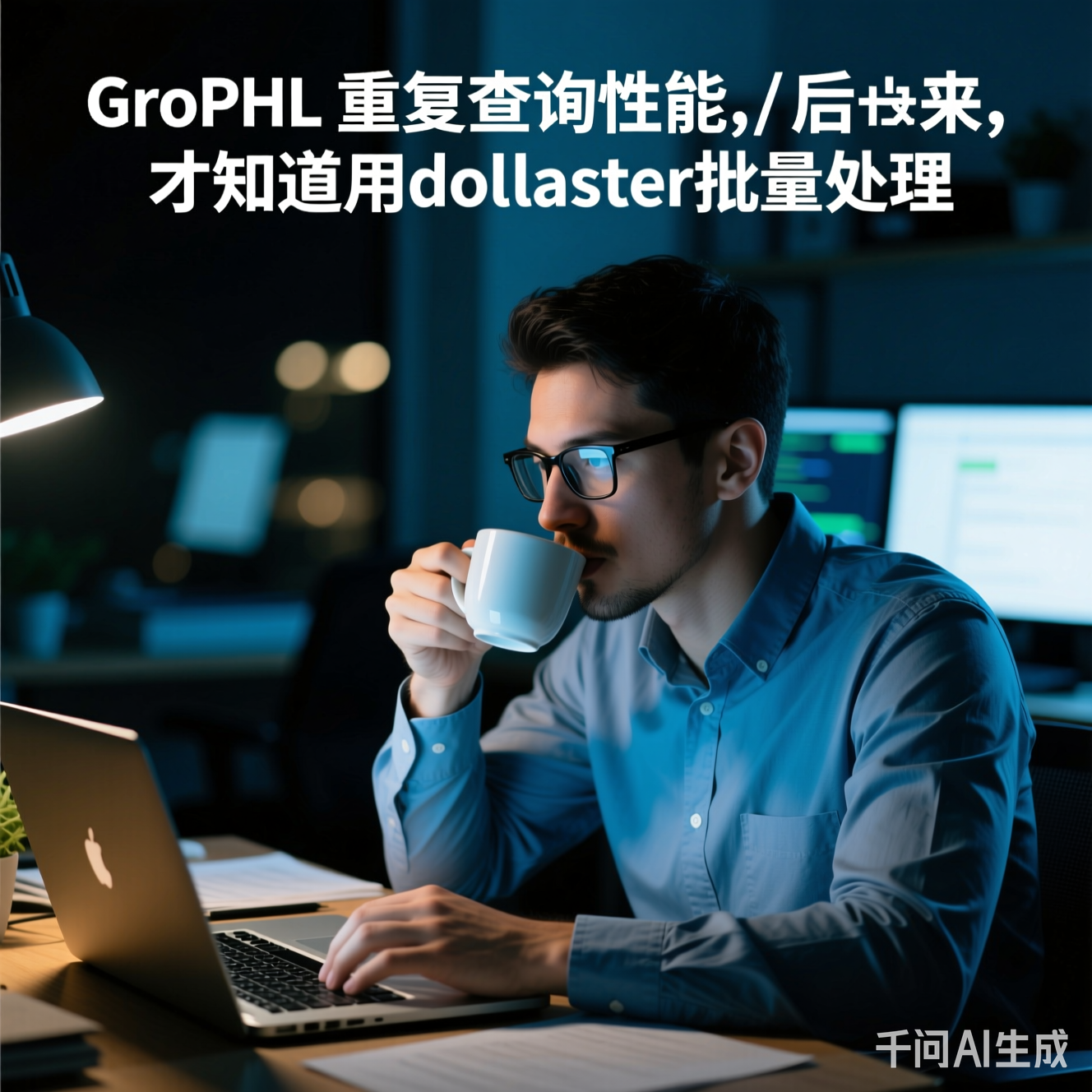 程序员在深夜加班喝咖啡