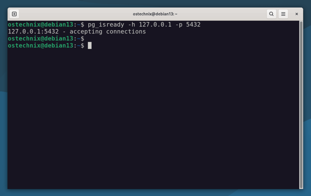 Confirm pg_isready Works