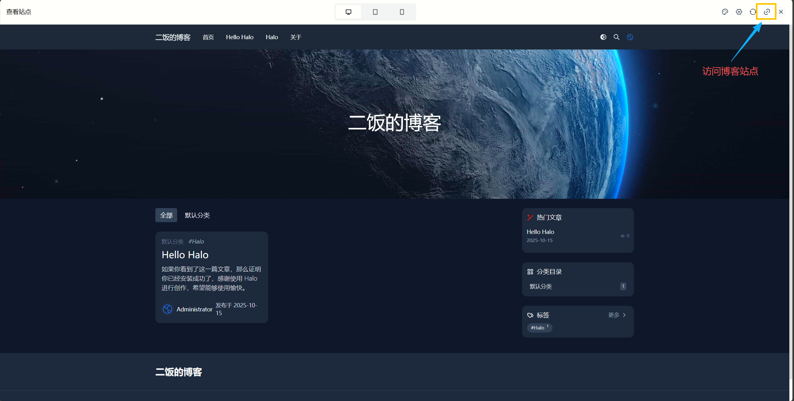 进入当前站点查看