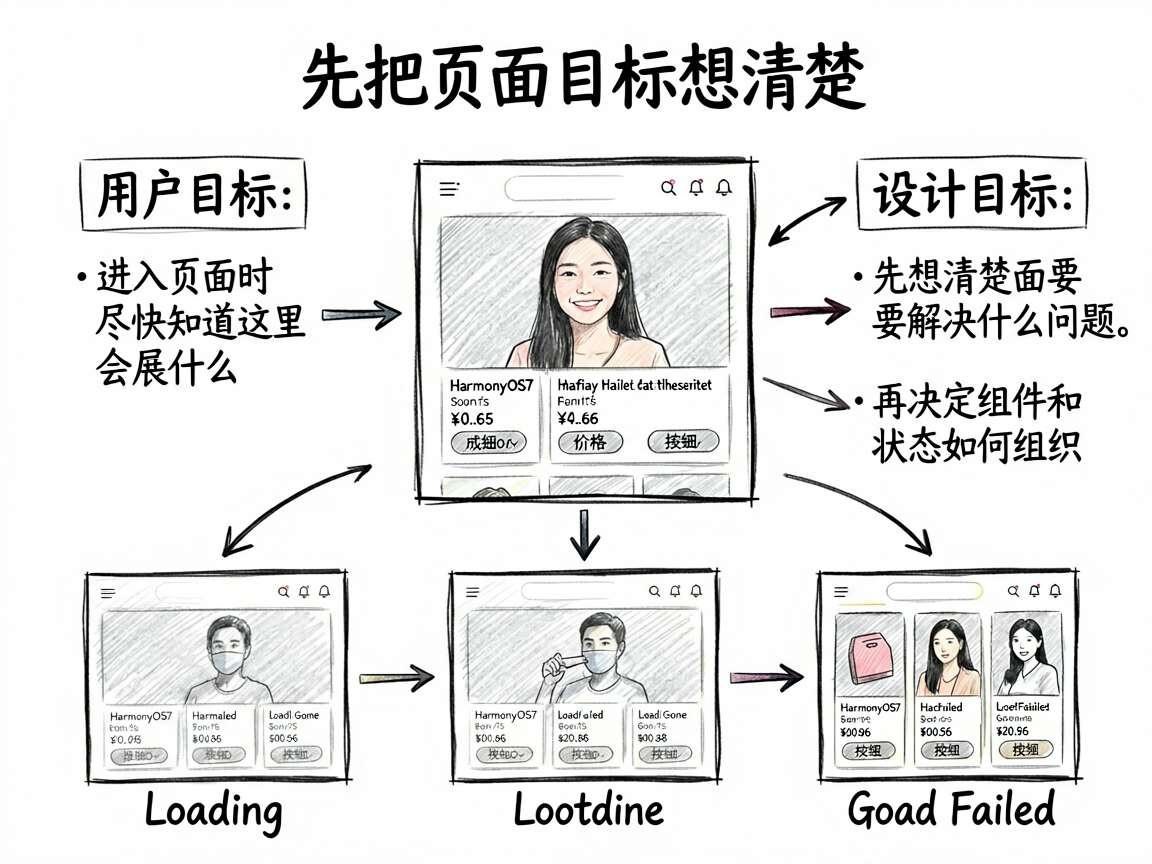 为一篇 HarmonyOS7 ArkTS 教程绘制一张 sketch-notes 风格框架图,主题是